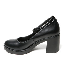 Women's leather platform shoes isolated on white background