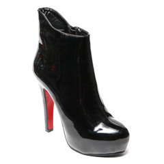 Women's leather platform shoes isolated on white background