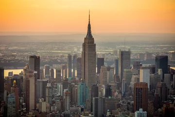 No drill roller blinds Empire State Building New York city at sunset aerial view