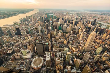 Fotobehang New York New York city at sunset aerial view  © PhotoSpirit