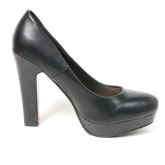 Women's leather platform shoes isolated on white background