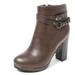 Women's leather platform shoes isolated on white background