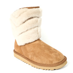 Women's demi-season high boots isolated on white background