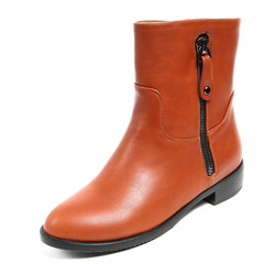 Women's demi-season high boots isolated on white background