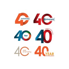 40 Year Anniversary Set Vector Template Design Illustration