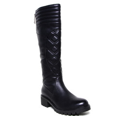 Women's demi-season high boots isolated on white background