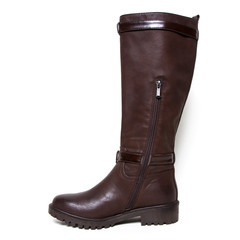 Women's demi-season high boots isolated on white background