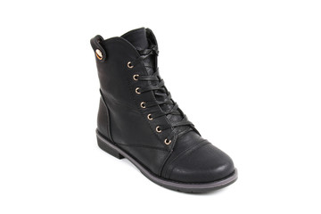 Man's demi-season leather shoes isolated on wthite.