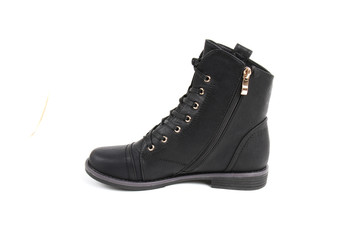 Man's demi-season leather shoes isolated on wthite.