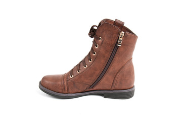 Man's demi-season leather shoes isolated on wthite.