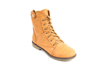 Man's demi-season leather shoes isolated on wthite.