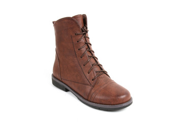 Man's demi-season leather shoes isolated on wthite.