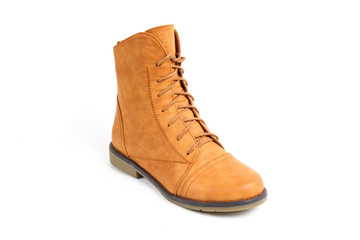 Man's demi-season leather shoes isolated on wthite.