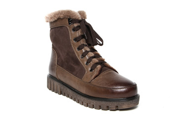 Man's demi-season leather shoes isolated on wthite.