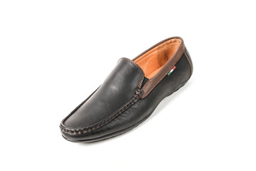 Classic office leathers man shoes isolated on white background.