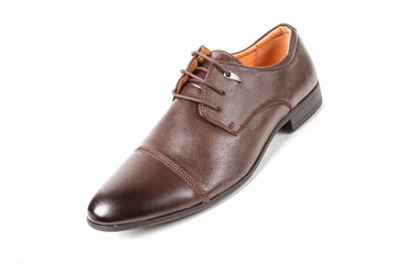 Classic office leathers man shoes isolated on white background.