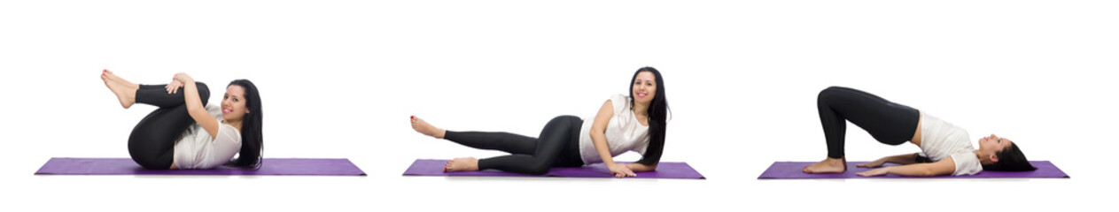 Obraz premium Woman doing exercises on white