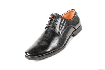 Classic office leathers man shoes isolated on white background.