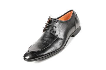 Classic office leathers man shoes isolated on white background.