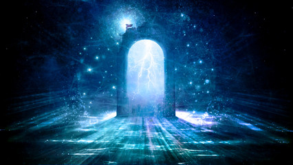 Colorful 3d Rendering Electrifying Gate That Leads to Another Dimension - obrazy, fototapety, plakaty