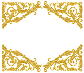 Ornament elements, vintage metal gold floral designs
