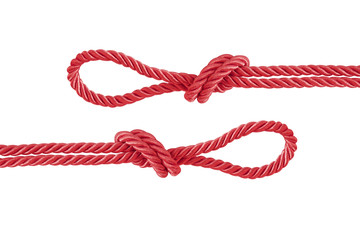 red rope knot isolated on white