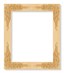 wooden carved Frame isolated on white