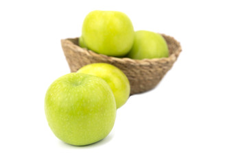 Green apple on a white background isolated with clipping path