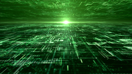 Futuristic digital matrix particles grid virtual reality abstract cyber space environment background