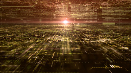 Futuristic digital matrix particles grid virtual reality abstract cyber space environment background