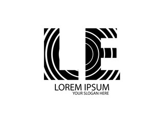 letter L and E logo circle line and combination