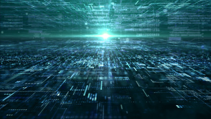 Futuristic digital matrix particles grid virtual reality abstract cyber space environment background