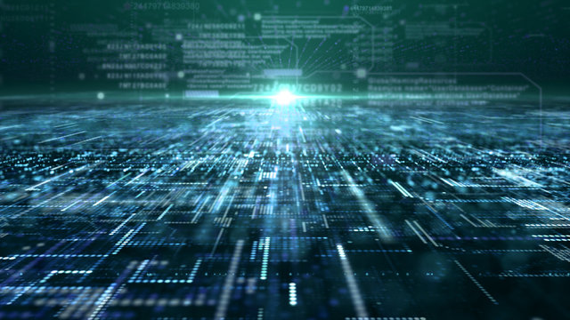 Futuristic digital matrix particles grid virtual reality abstract cyber space environment background