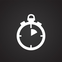 Stop watch on black background icon