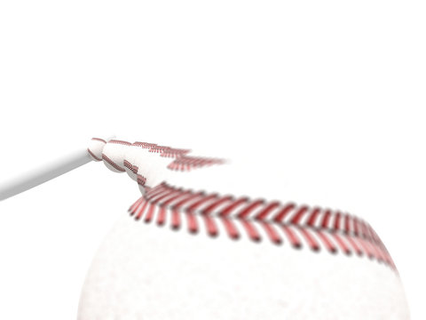 baseball bat and Baseball with clipping path, 3D rendering