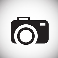 Tourist camera on white background icon