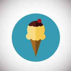 Ice cream on flat background icon