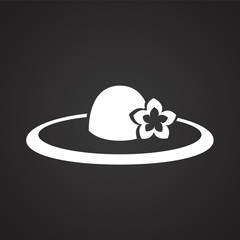 Summer hat on black background icon