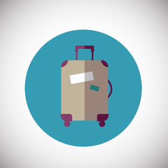 Travel luggage on flat background icon