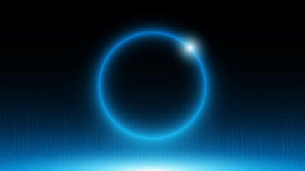 blue circuit server board background with blue circle on  center,technology background,computer developer background.cyber world with light