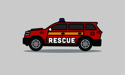 Naklejka premium Fire Rescue Emergency SUV Car Vector Illustration