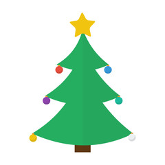 christmas tree icon in flat style isolated vector illustration on white transparent background