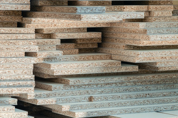 board chipboard cut parts for furniture production close-up