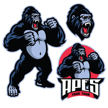 angry gorilla mascot standing