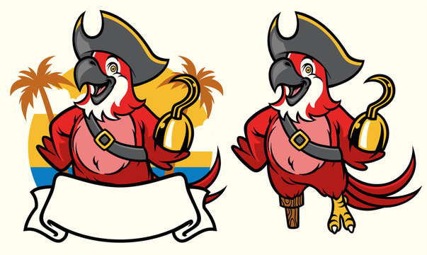 macaw bird pirate cartoon