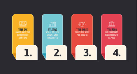 Rectangular business infographic template. Data visualization with space for your inforamtion. Four option or step template for your presentation. Concept for corporate inforgraphics.
