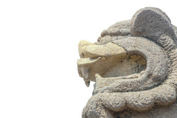 Stone lion Statue on isolated background.