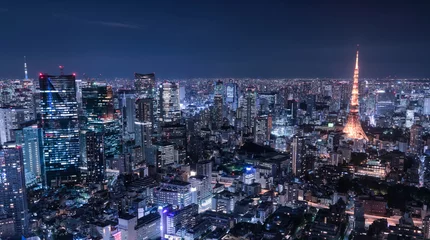 Raamstickers Nachtzicht in het centrum van Tokio © segawa7