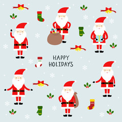 Cute santa claus and christmas ornaments.