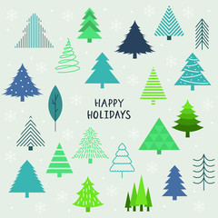 Christmas trees in various shape.